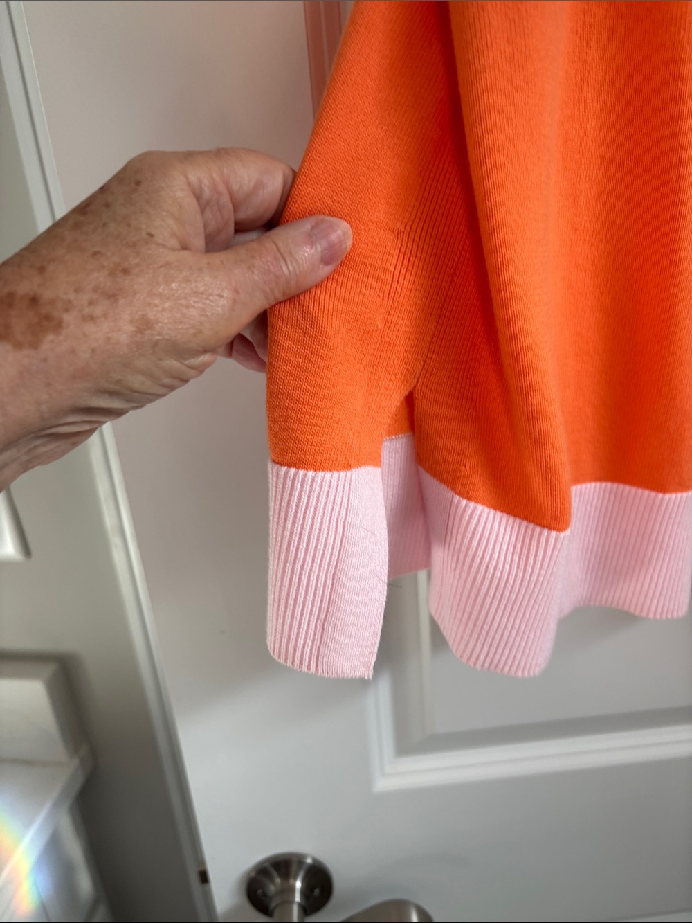 Talbots Orange Cardigan with Pink Trim V-Neck Button Sweater - Picture 4 of 6